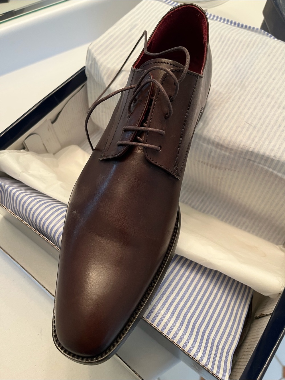 Tommy Hilfiger MADE IN ITALY, “Darren” Men's Brown Leather Derby Dress Shoe NWT
